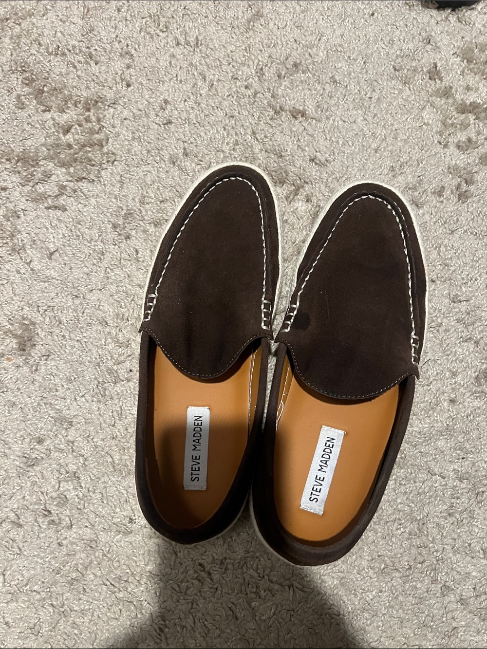 Steve Madden Dark Brown Suede Slip-On Loafers